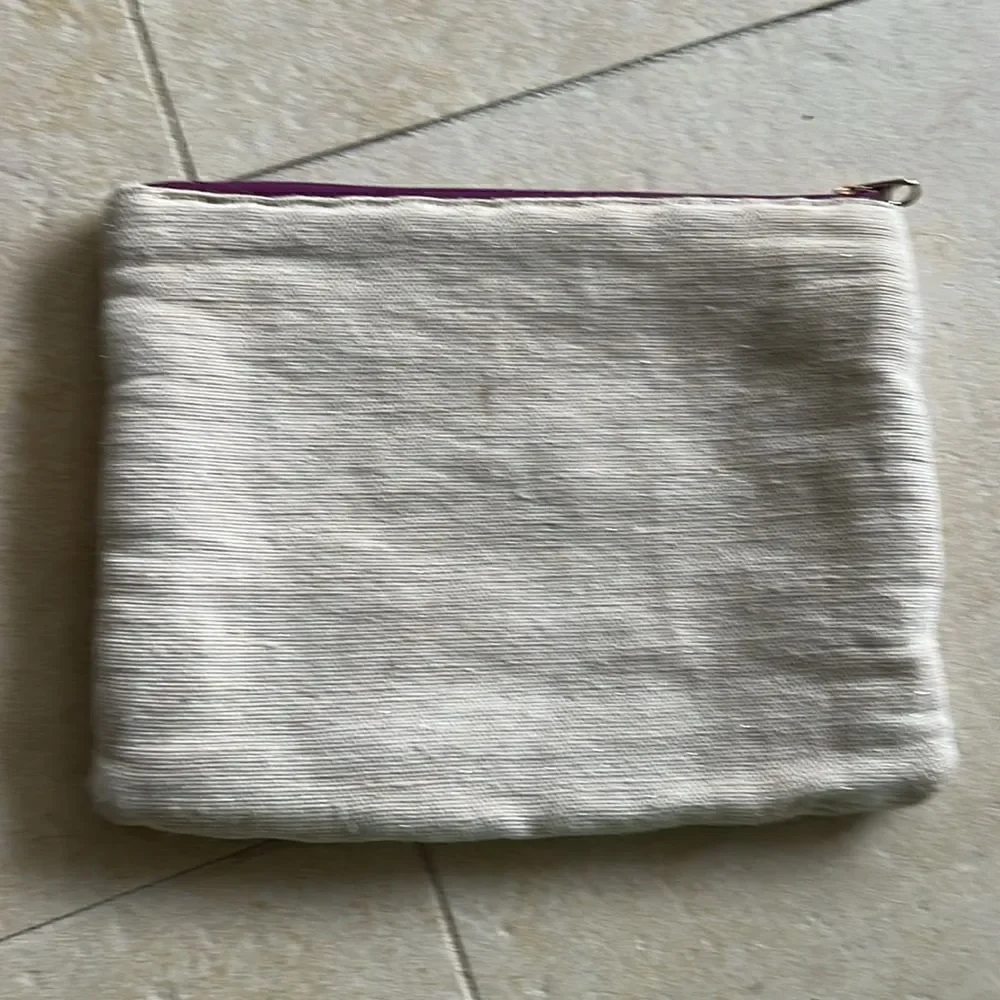 Small Travel Canvas Clutch - Purple Top Zipper - Peak a Boo Color - BRAND NEW